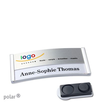 Naambadges polar® alu-print magneet smag® magneet, extra sterk | null | null | 65 x 30 mm