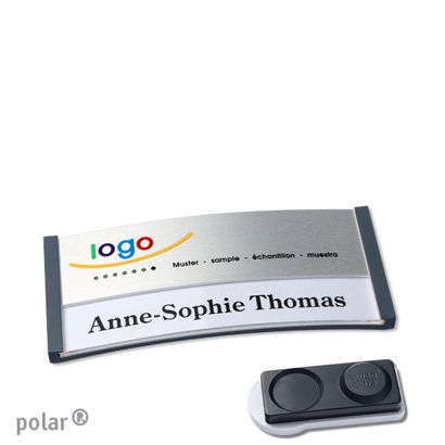 Naambadges polar® alu-print magneet smag® magneet, extra sterk | null | null | 65 x 30 mm