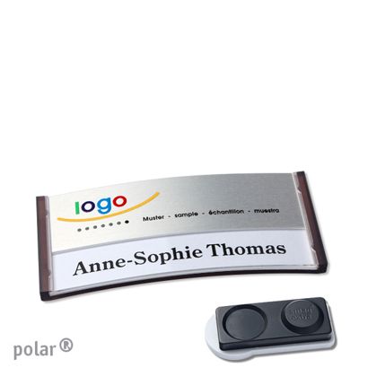 Naambadges polar® alu-print magneet smag® magneet, extra sterk | null | null | 65 x 30 mm