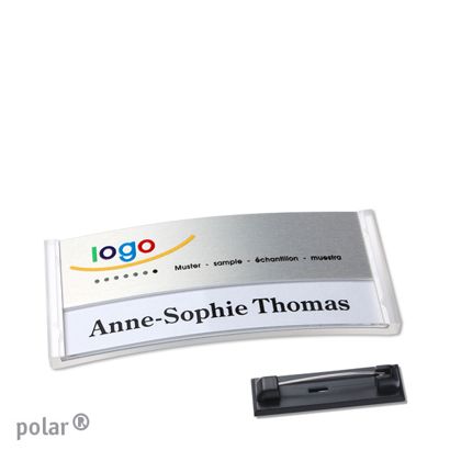 Naambadges polar® alu-print roestvrij stalen pin null | null | 65 x 30 mm