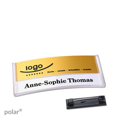 Naambadges polar® alu-print roestvrij stalen pin null | null | 65 x 30 mm