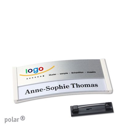 Naambadges polar® alu-print roestvrij stalen pin null | null | 65 x 30 mm
