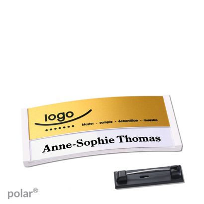 Naambadges polar® alu-print roestvrij stalen pin null | null | 65 x 30 mm