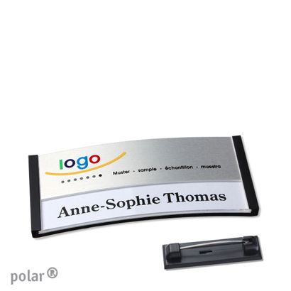 Naambadges polar® alu-print roestvrij stalen pin null | null | 65 x 30 mm