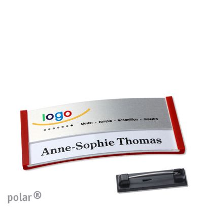 Naambadges polar® alu-print roestvrij stalen pin null | null | 65 x 30 mm