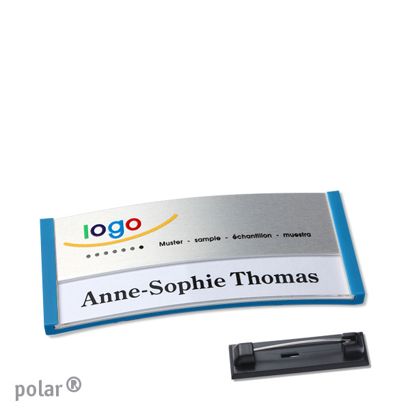 Naambadges polar® alu-print roestvrij stalen pin null | null | 65 x 30 mm