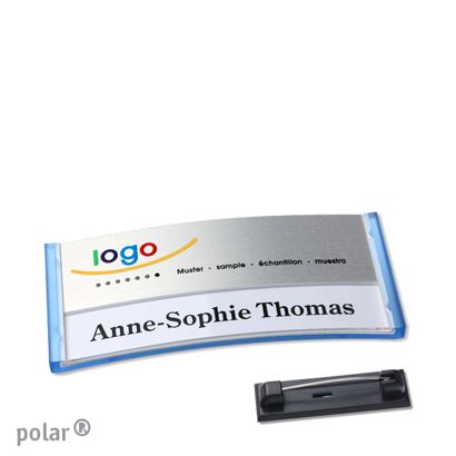 Naambadges polar® alu-print roestvrij stalen pin null | null | 65 x 30 mm