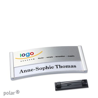 Naambadges polar® alu-print roestvrij stalen pin null | null | 65 x 30 mm