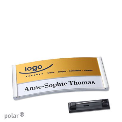 Naambadges polar® alu-print roestvrij stalen pin null | null | 65 x 30 mm