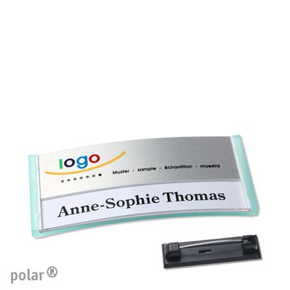 Naambadges polar® alu-print roestvrij stalen pin null | null | 65 x 30 mm