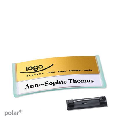 Naambadges polar® alu-print roestvrij stalen pin null | null | 65 x 30 mm