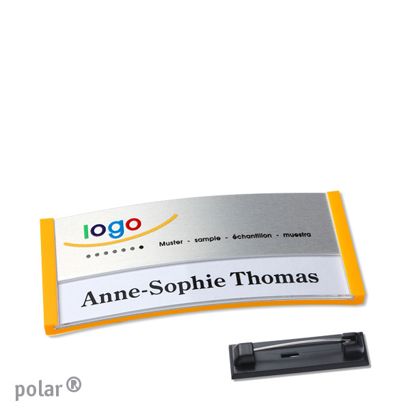 Naambadges polar® alu-print roestvrij stalen pin null | null | 65 x 30 mm