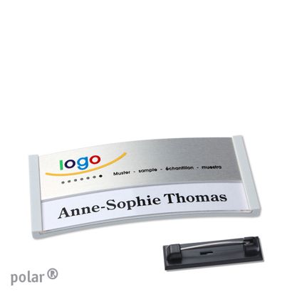 Naambadges polar® alu-print roestvrij stalen pin null | null | 65 x 30 mm
