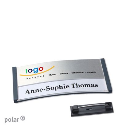 Naambadges polar® alu-print roestvrij stalen pin null | null | 65 x 30 mm