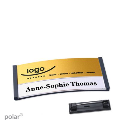 Naambadges polar® alu-print roestvrij stalen pin null | null | 65 x 30 mm