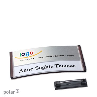 Naambadges polar® alu-print roestvrij stalen pin null | null | 65 x 30 mm