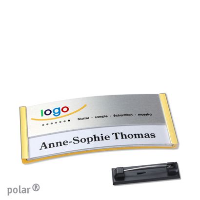 Naambadges polar® alu-print roestvrij stalen pin null | null | 65 x 30 mm