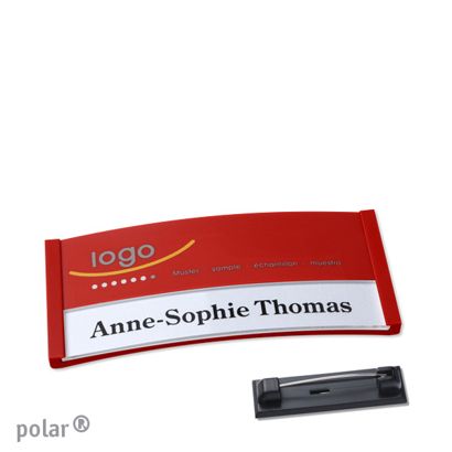 Naambadges polar® color-print roestvrij stalen pin null | 65 x 30 mm