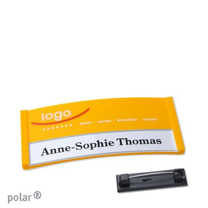 Naambadges polar® color-print roestvrij stalen pin null | 65 x 30 mm