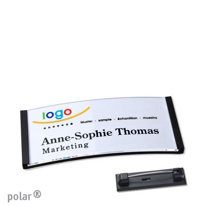 Naambadges polar® quick-print roestvrij stalen pin null | 65 x 30 mm