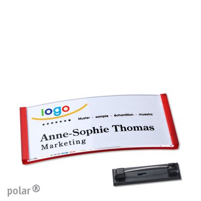 Naambadges polar® quick-print roestvrij stalen pin null | 65 x 30 mm