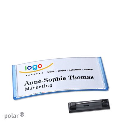 Naambadges polar® quick-print roestvrij stalen pin null | 65 x 30 mm