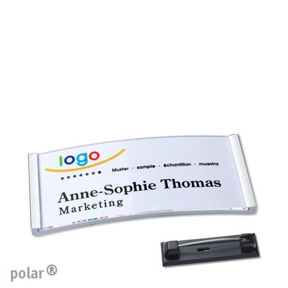 Naambadges polar® quick-print roestvrij stalen pin null | 65 x 30 mm