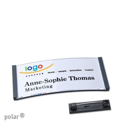 Naambadges polar® quick-print roestvrij stalen pin null | 65 x 30 mm