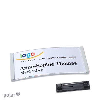 Naambadges polar® quick-print roestvrij stalen pin null | 65 x 30 mm