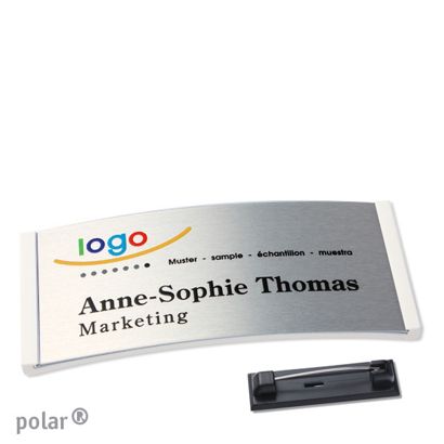 Naambadges polar® alu-complete magneet null | null | 74 x 34 mm
