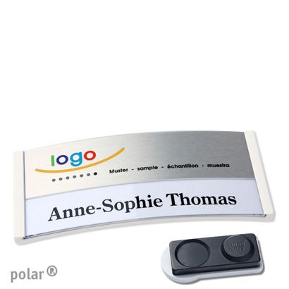 Naambadges polar® alu-print magneet smag® magneet, extra sterk | null | null | 74 x 34 mm