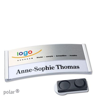 Naambadges polar® alu-print magneet smag® magneet, extra sterk | null | null | 74 x 34 mm