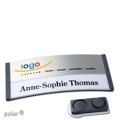 Naambadges polar® alu-print magneet smag® magneet, extra sterk | null | null | 74 x 34 mm