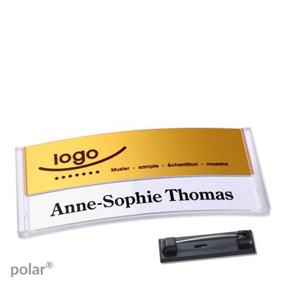 Naambadges polar® alu-print roestvrij stalen pin null | null | 74 x 34 mm
