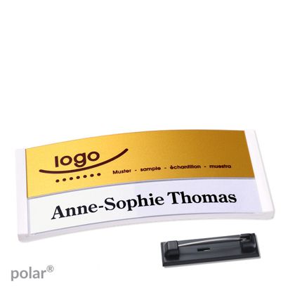Naambadges polar® alu-print roestvrij stalen pin null | null | 74 x 34 mm