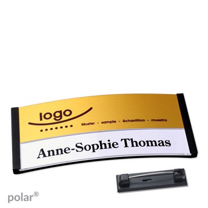 Naambadges polar® alu-print roestvrij stalen pin null | null | 74 x 34 mm