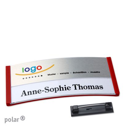 Naambadges polar® alu-print roestvrij stalen pin null | null | 74 x 34 mm