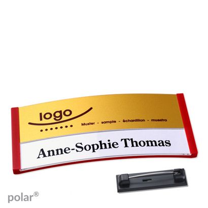 Naambadges polar® alu-print roestvrij stalen pin null | null | 74 x 34 mm