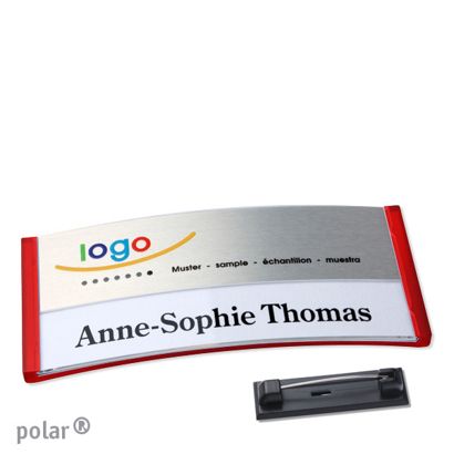 Naambadges polar® alu-print roestvrij stalen pin null | null | 74 x 34 mm