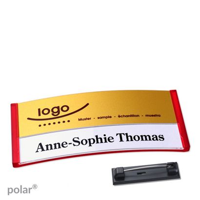 Naambadges polar® alu-print roestvrij stalen pin null | null | 74 x 34 mm