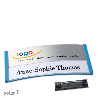 Naambadges polar® alu-print roestvrij stalen pin null | null | 74 x 34 mm