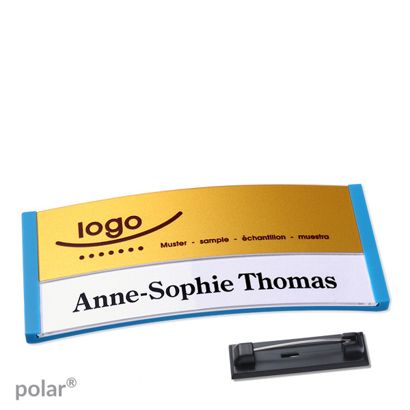 Naambadges polar® alu-print roestvrij stalen pin null | null | 74 x 34 mm