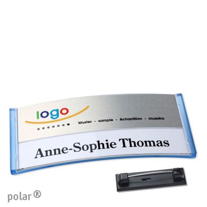 Naambadges polar® alu-print roestvrij stalen pin null | null | 74 x 34 mm