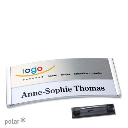 Naambadges polar® alu-print roestvrij stalen pin null | null | 74 x 34 mm