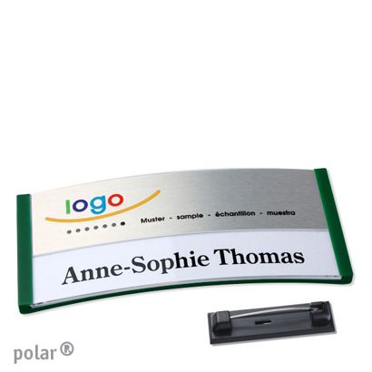 Naambadges polar® alu-print roestvrij stalen pin null | null | 74 x 34 mm