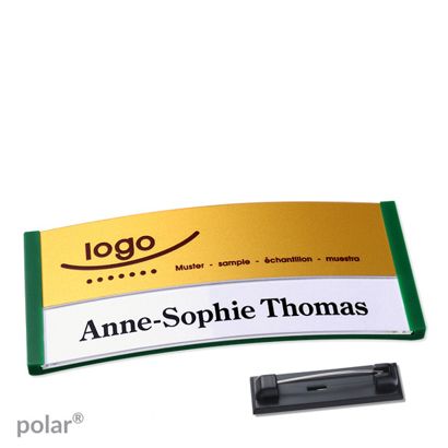 Naambadges polar® alu-print roestvrij stalen pin null | null | 74 x 34 mm