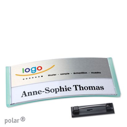 Naambadges polar® alu-print roestvrij stalen pin null | null | 74 x 34 mm