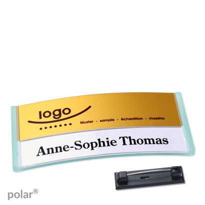 Naambadges polar® alu-print roestvrij stalen pin null | null | 74 x 34 mm