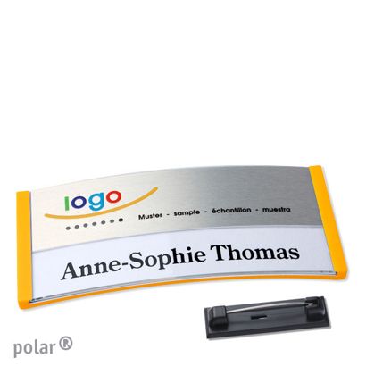 Naambadges polar® alu-print roestvrij stalen pin null | null | 74 x 34 mm