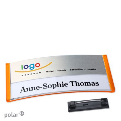 Naambadges polar® alu-print roestvrij stalen pin null | null | 74 x 34 mm